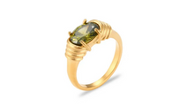 Load image into Gallery viewer, Elliptical Olive Green Ring Gold