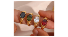 Load image into Gallery viewer, Elliptical Olive Green Ring Gold