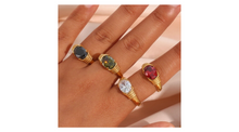 Load image into Gallery viewer, Elliptical Olive Green Ring Gold