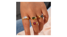 Load image into Gallery viewer, Elliptical Olive Green Ring Gold