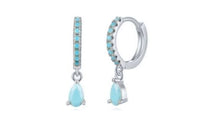 Load image into Gallery viewer, Halle Teardrop Turquoise Dangle Hoop Silver