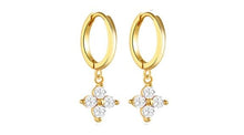 Load image into Gallery viewer, Quinn Clear Crystal Dangle Hoop Gold