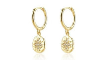 Load image into Gallery viewer, Aurora Star Disc Dangle Hoop Gold