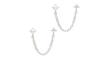 Load image into Gallery viewer, Aubree Pearl and Crystal Stud Chain Silver