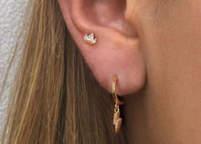 Load image into Gallery viewer, Lighting Bolt Clear Crystal Dangle Hoop Gold