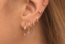 Load image into Gallery viewer, Quinn Emerald Green Crystal Dangle Hoop Gold