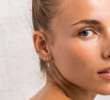 Load image into Gallery viewer, Halle Teardrop Turquoise Dangle Hoop Silver