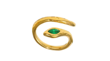 Load image into Gallery viewer, Sola Green Snake Ring Gold
