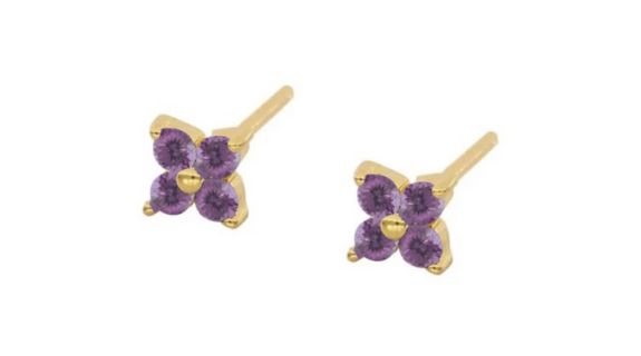 Quinn Purple Crystal Stud Gold