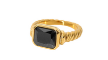 Load image into Gallery viewer, Chunky Black Stone Ring Gold
