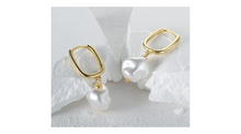 Load image into Gallery viewer, Sasha Pearl Dangle Hoop Gold
