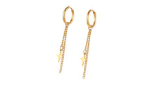Load image into Gallery viewer, Cross Chain Dangle Hoop Gold
