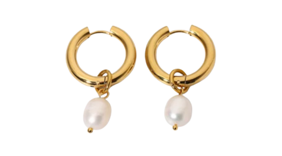 Camila Pearl Chunky Hoop Gold