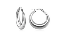 Load image into Gallery viewer, Kaia Chunky Oval Hoops Silver
