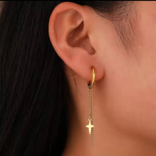Load image into Gallery viewer, Cross Chain Dangle Hoop Gold
