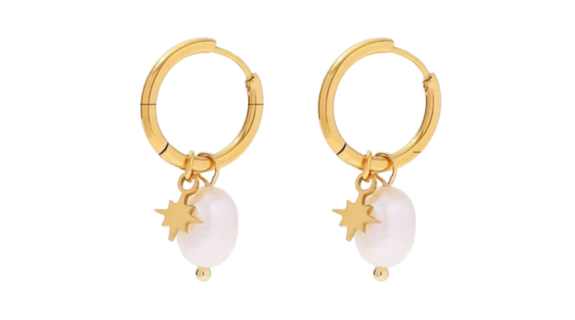 Starlett Pearl Hoop Gold