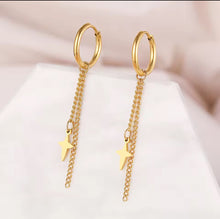 Load image into Gallery viewer, Cross Chain Dangle Hoop Gold
