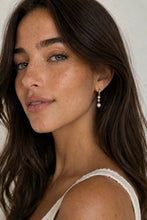Load image into Gallery viewer, Journey Pearl Dangle Hoop Gold
