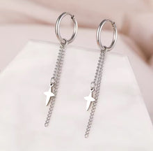 Load image into Gallery viewer, Cross Chain Dangle Hoop Silver
