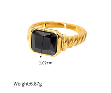 Load image into Gallery viewer, Chunky Black Stone Ring Gold
