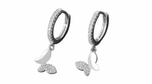 Load image into Gallery viewer, Ariana Butterfly Clear Crystal Dangle Hoops Silver
