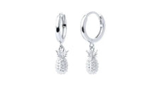 Load image into Gallery viewer, Pineapple Dangle Hoop Silver
