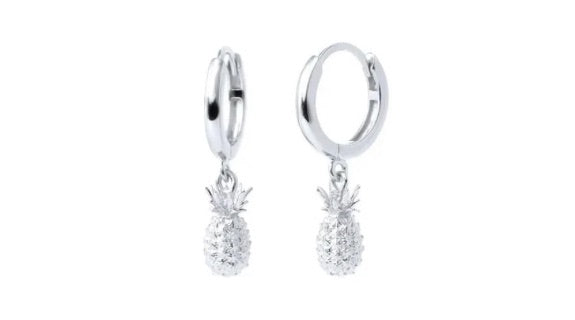 Pineapple Dangle Hoop Silver