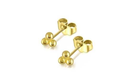 Trio Beaded Stud Gold