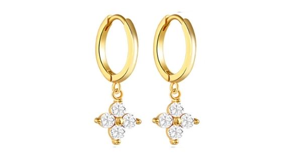 Quinn Clear Crystal Dangle Hoop Gold