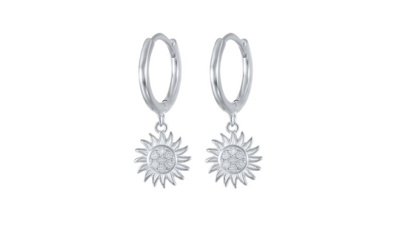 Layla Crystal Sun Dangle Hoops Silver