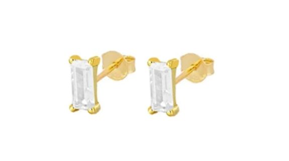 Sana Crystal Clear Baguette Stud Gold