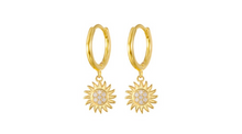 Load image into Gallery viewer, Layla Crystal Sun Dangle Hoops Gold
