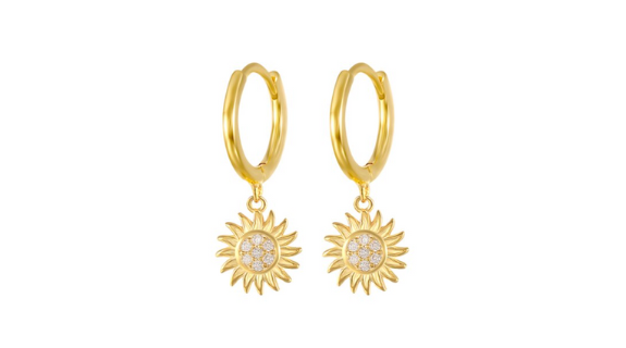 Layla Crystal Sun Dangle Hoops Gold