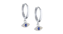 Load image into Gallery viewer, Evil Eye Dangle Hoop Silver
