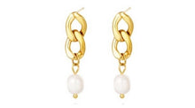 Load image into Gallery viewer, Leni Pearl Dangle Stud Gold
