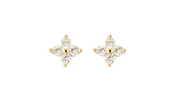 Quinn Clear Crystal Stud Gold