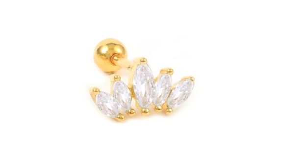 Liza Crown Crystal Single Stud Gold