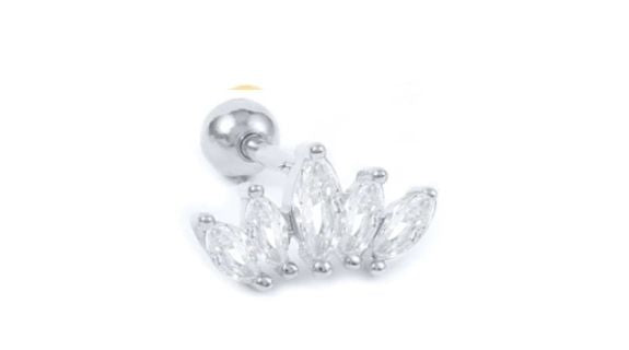 Liza Crown Crystal Single Stud  Silver