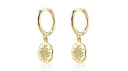 Aurora Star Disc Dangle Hoop Gold