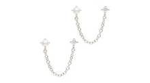 Load image into Gallery viewer, Aubree Pearl and Crystal Stud Chain Silver
