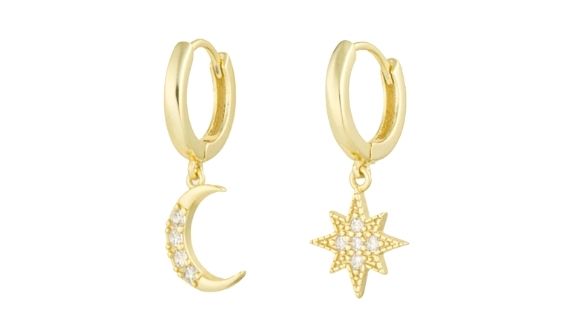 Moon Star Dangle Hoop Gold