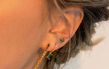 Load image into Gallery viewer, Suri Emerald Green Duo Leaf Stud Gold
