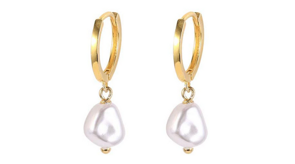 Mia Pearl Dangle Hoops Gold