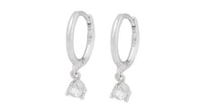Load image into Gallery viewer, Sunny Round Clear Crystal Three Claw Dangle Hoop Silver
