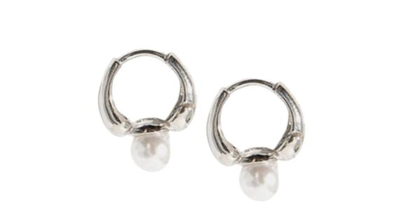 Catalina Pearl Hoop Silver