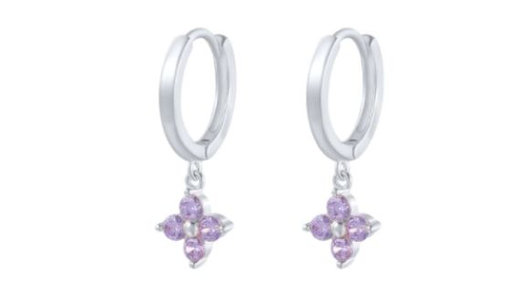 Quinn Purple Crystal Stud Silver