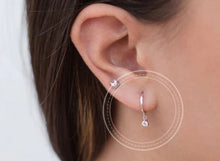 Load image into Gallery viewer, Sunny Round Clear Crystal Three Claw Dangle Hoop Silver
