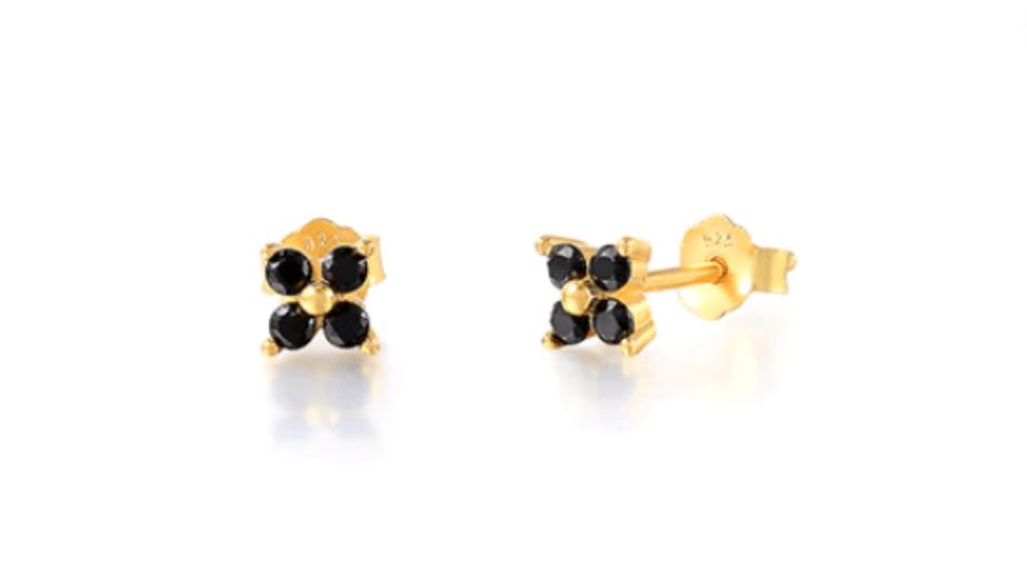 Quinn Black Crystal Stud Gold